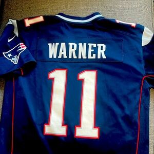 Nike Sz Youth L pNew England Patriots #11 Warner Navy Blue Sports Jersey